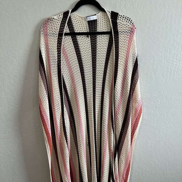 House of Harlow 1960 Boho Knit Open Sleeve Cardigan Kimono Duster One Size - Picture 4 of 6